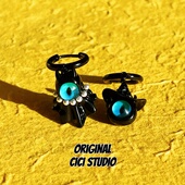 CICI STUDIO小众高级精工甜酷暗黑系小幽灵巫师朋克个性 耳环耳圈