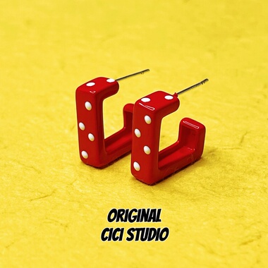 CICI STUDIO小众高级感复古摩登红色波点耳钉女精致耳环礼物圣诞