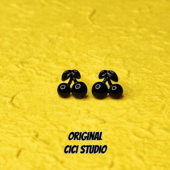 CICI STUDIO小众设计ins暗黑樱桃耳钉女个性 精工甜酷耳环黑色耳饰