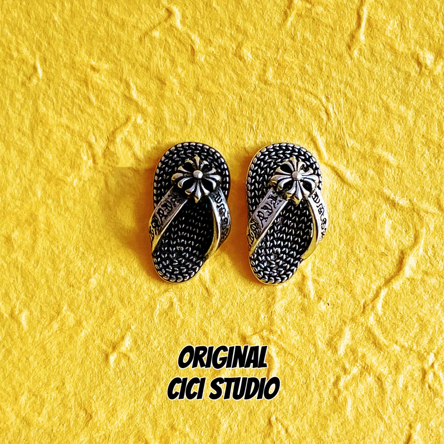 CICI STUDIO小众高级感精工复古朋克做旧银色十字花沙滩鞋耳钉女,饰品/流行首饰/时尚饰品新,耳钉,淘宝优惠券,粉丝福利购,淘宝优惠卷