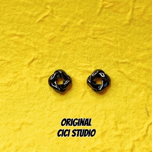CICI 精工枪黑色耳钉女极简主义暗黑冷淡风耳饰 STUDIO小众个性