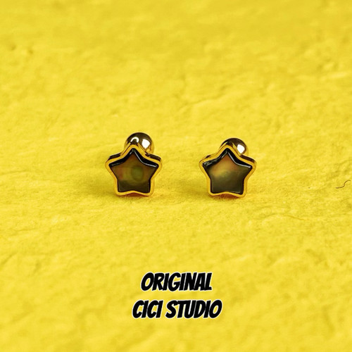 CICI STUDIO小众设计贝壳幻影星星耳钉女高级感酷耳骨钉个性耳饰