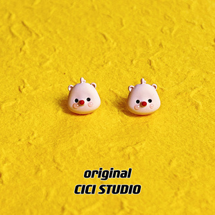 CICI奶里奶气小海狸迷你耳钉韩国loopy耳饰女童趣可爱甜美露比