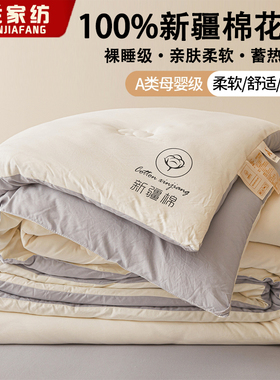 罗兰家纺100%新疆棉花被被子被芯加厚保暖单双人春秋被四季通用