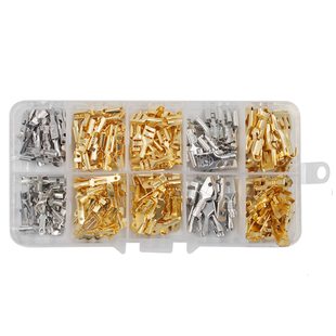 250个盒装 6.3mm铜镀锡非绝缘快速对接接头公母头铲形连接器 2.8