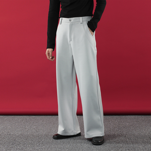 2025冬季 西裤 厚款 保暖百搭纯色男装 宽松直筒毛呢休闲长裤 TRHOMME