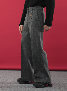 TR HOMME 2025高级感提花西裤男老钱风宽松直筒冬季保暖休闲长裤