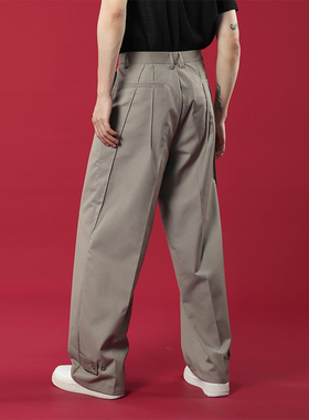 TR HOMME 男士垂坠感阔腿裤宽松直筒纯色西裤极简轻熟风休闲裤男