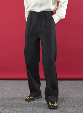 TRHOMME 2025秋冬老钱风高级质感斜纹直筒男士西裤宽松显瘦休闲裤