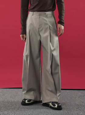 TR HOMME 男士常规厚度宽松阔腿西裤纯色A字型廓形感休闲长裤男潮