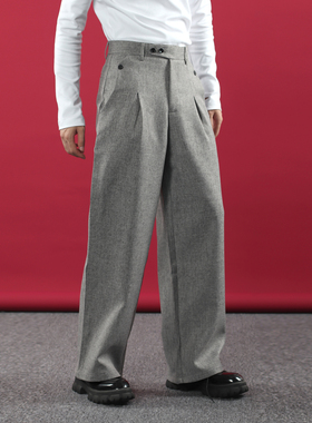 TRHOMME 2025冬季新款西裤男高级感痞帅宽松直筒百搭日常通勤长裤