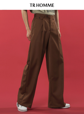 TR HOMME 春夏薄款西裤男宽松直筒百搭纯色基础款垂感休闲长裤男