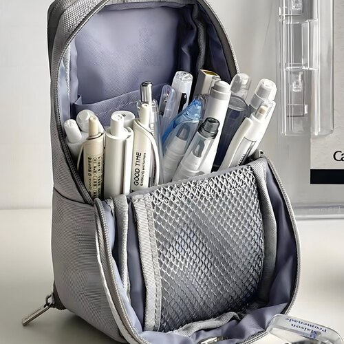 日本kokuyo国誉手机笔袋可站立式涤纶大容量多功能收纳笔筒文具盒