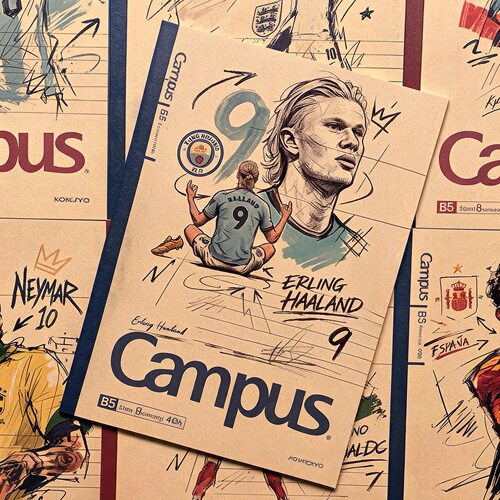 KOKUYO国誉Campus足球明星DIY笔记本B5学生牛皮纸无线装订涂鸦