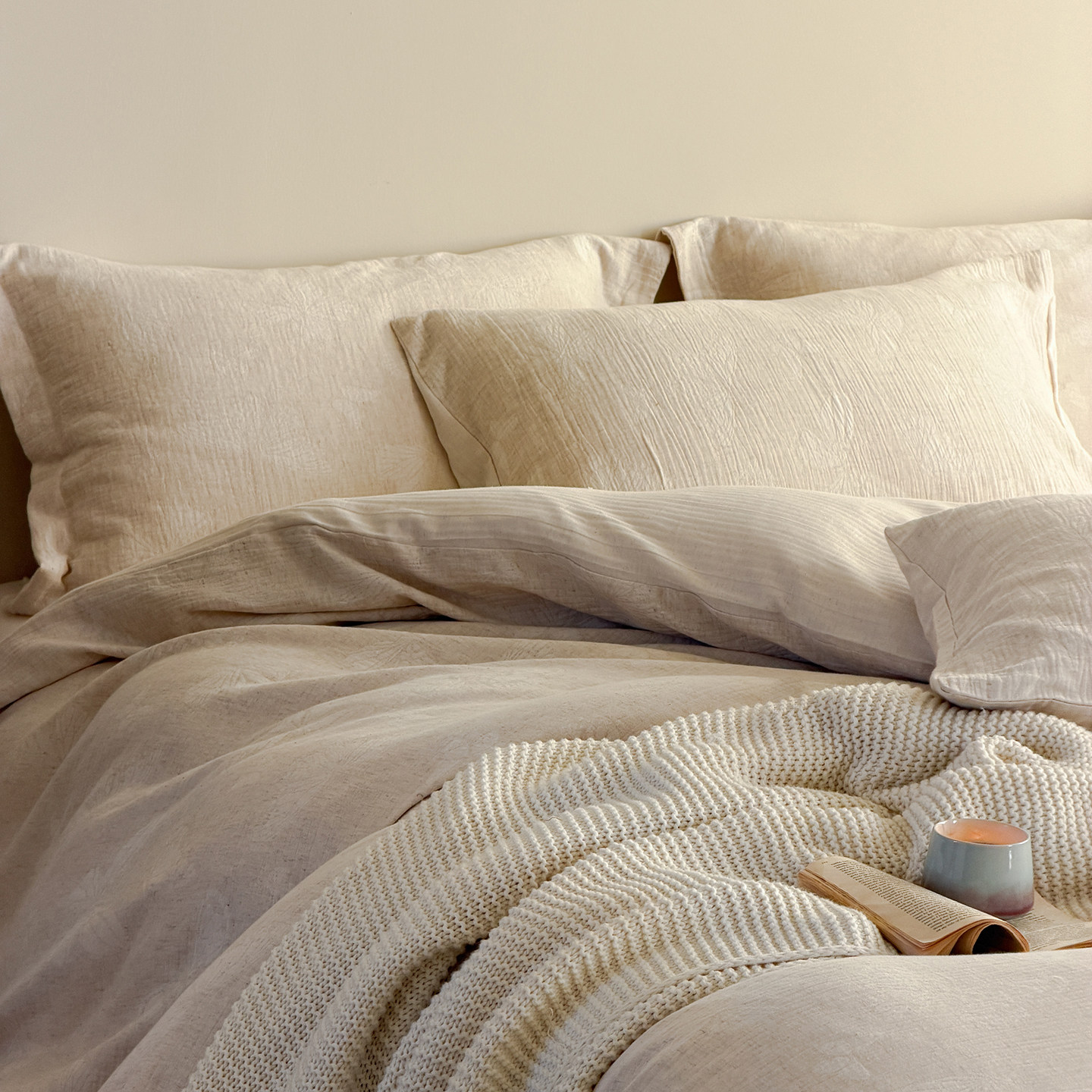 小义優品A类棉麻提花四件套全棉亚麻纯棉双层纱被套床单床笠枕套,床上用品,床品套件/四件套/多件套,淘宝优惠券,粉丝福利购,淘宝优惠卷