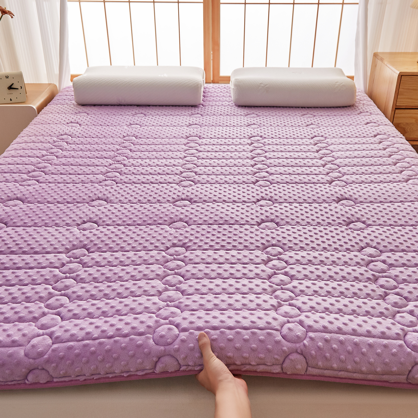 无印良品豆豆绒床褥子海绵软垫子宿舍学生褥垫被记忆棉床垫遮盖物