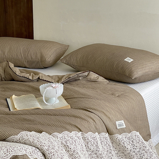 小义優品全棉双层纱大豆被子纯棉夏被芯棉被皱皱纱超柔春秋夏凉被