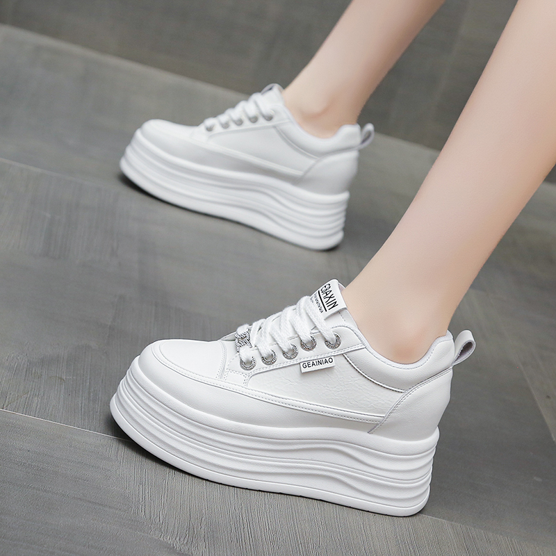 内增高8cm小白鞋女款2025春季新款厚底休闲运动板鞋韩版松糕女鞋