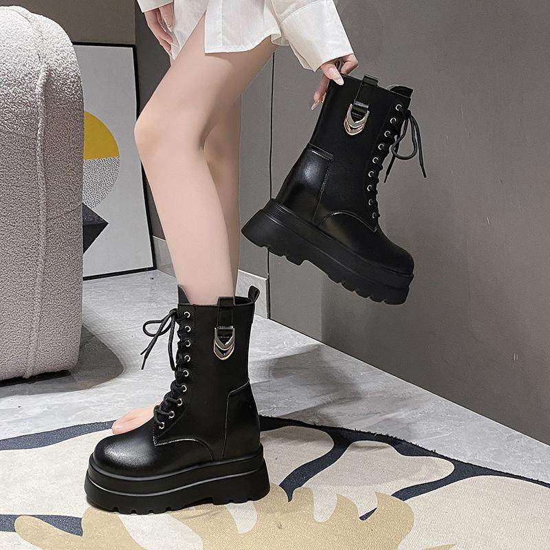 内增高马丁靴女2024新款春秋小个子厚底英伦风中筒靴爆款冬季短靴,女鞋,马丁靴,淘宝优惠券,粉丝福利购,淘宝优惠卷