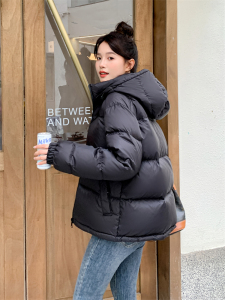 2023冬装新款可拆卸帽90白鸭绒外套黑色连帽羽绒服女短款加厚保暖