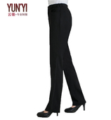 黑色工作裤 工作西裤 裤 子酒店餐饮松紧腰西装 女职业直筒服务员黑裤