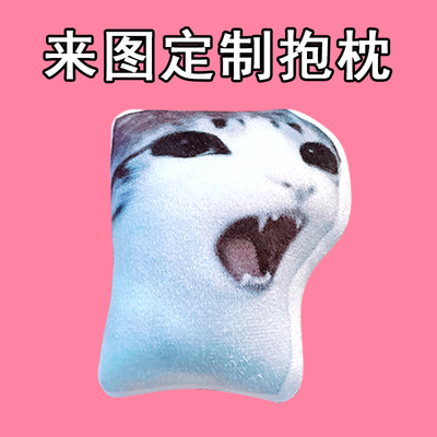 J搞怪黑白猫咪公仔meowl猫头鹰毛绒抽象meme周边玩偶来图定制抱枕