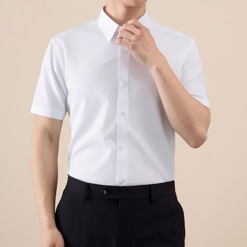 夏天短袖衬衫男士夏季薄款休闲商务韩版修身免烫大码男装新款衬衣