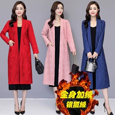 Váy mùa đông nữ dài cộng với nhung bên trong váy 2018 mới có size lớn màu rắn đã mỏng qua váy dam maxi