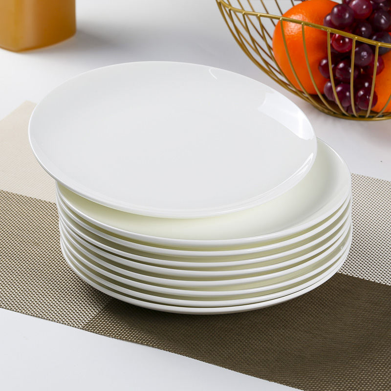 梓鑫陶瓷盘子家用菜盘圆形纯白色