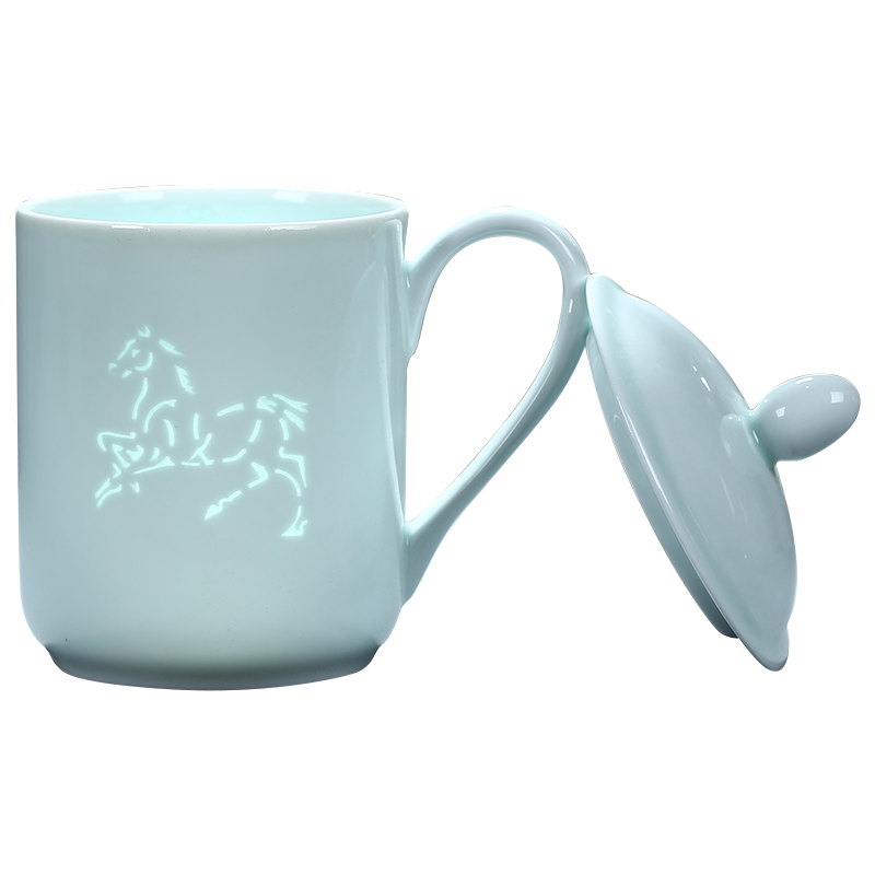 景德镇陶瓷带盖礼品办公杯