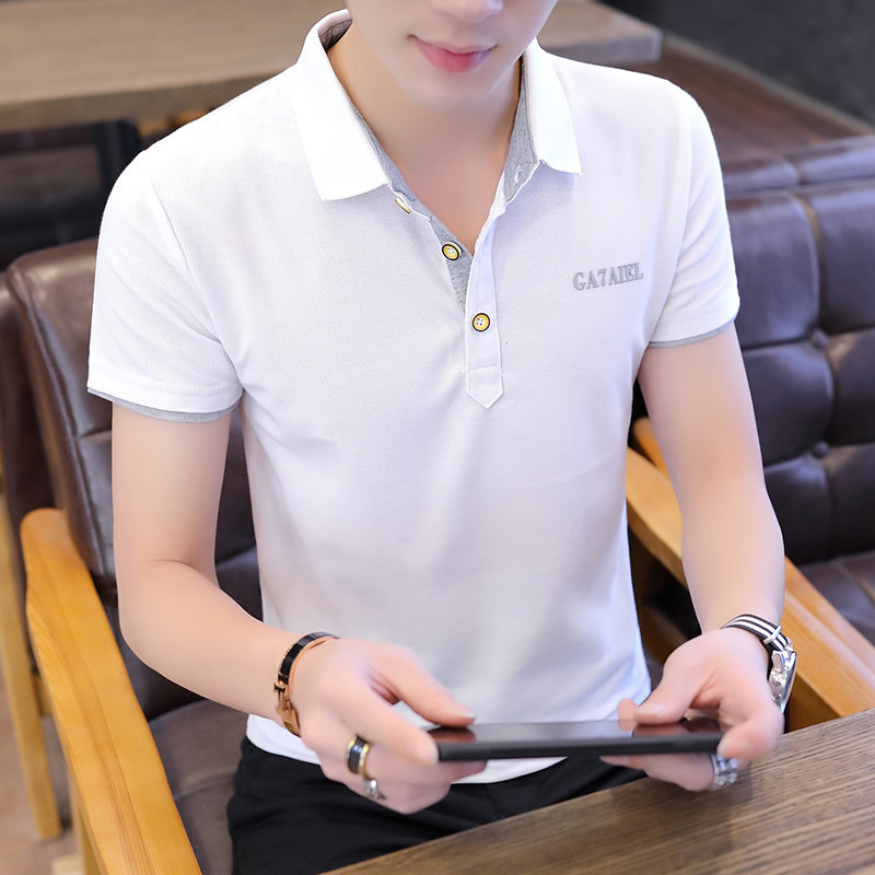 男士polo衫潮流短袖t恤翻领夏季修身休闲半截袖上衣服保罗衫男装