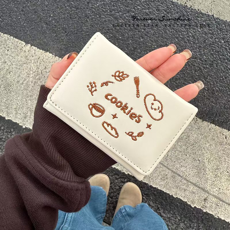 新款外贸可爱学生迷你便携女短款钱包 跨境折叠欧美批发PU零钱包