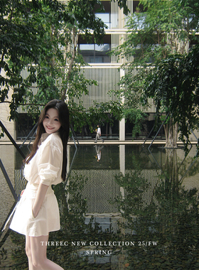 三喜threec 设计感重工 版型敲好看的！“富家白色衬衫裙裤套装”