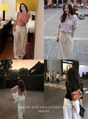 三喜threec【喜擅长的俏版型】收胯！天丝棉！高腰直筒休闲阔腿裤