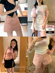三喜threec 极简万用短裤女夏2023新款休闲百搭辣妹A字短裙半身裙