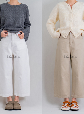 lalamoney·春季新款高腰显瘦弯刀裤宽松休闲裤九分裤牛仔裤子女