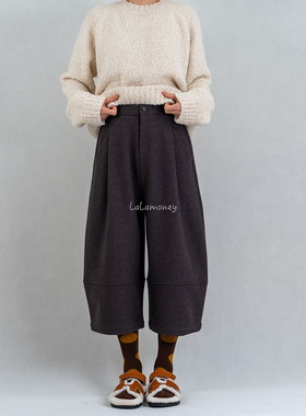 lalamoney· 绵羊毛混纺微胖遮肉通勤风经典7分裤加厚气球裤子女