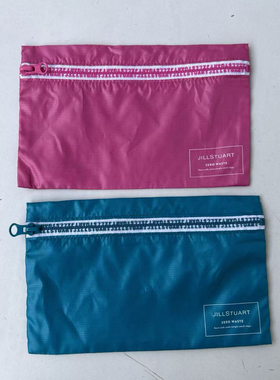 外贸JILLSTUART防水布收纳包化妆包字母拉链创意便携票据收纳袋