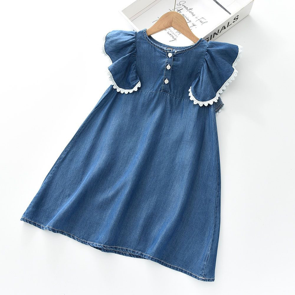 断码特价夏季新款女童连衣裙中大童公主裙儿童洋气裙子短袖牛仔裙