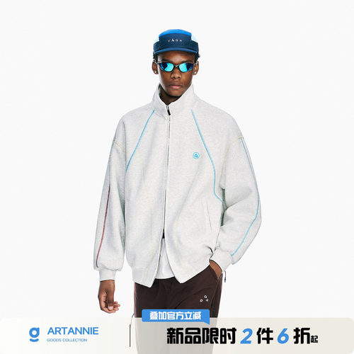 ARTANNIE【7/17 20点新品限时2件6折】美式哈苏线立领开衫卫衣男