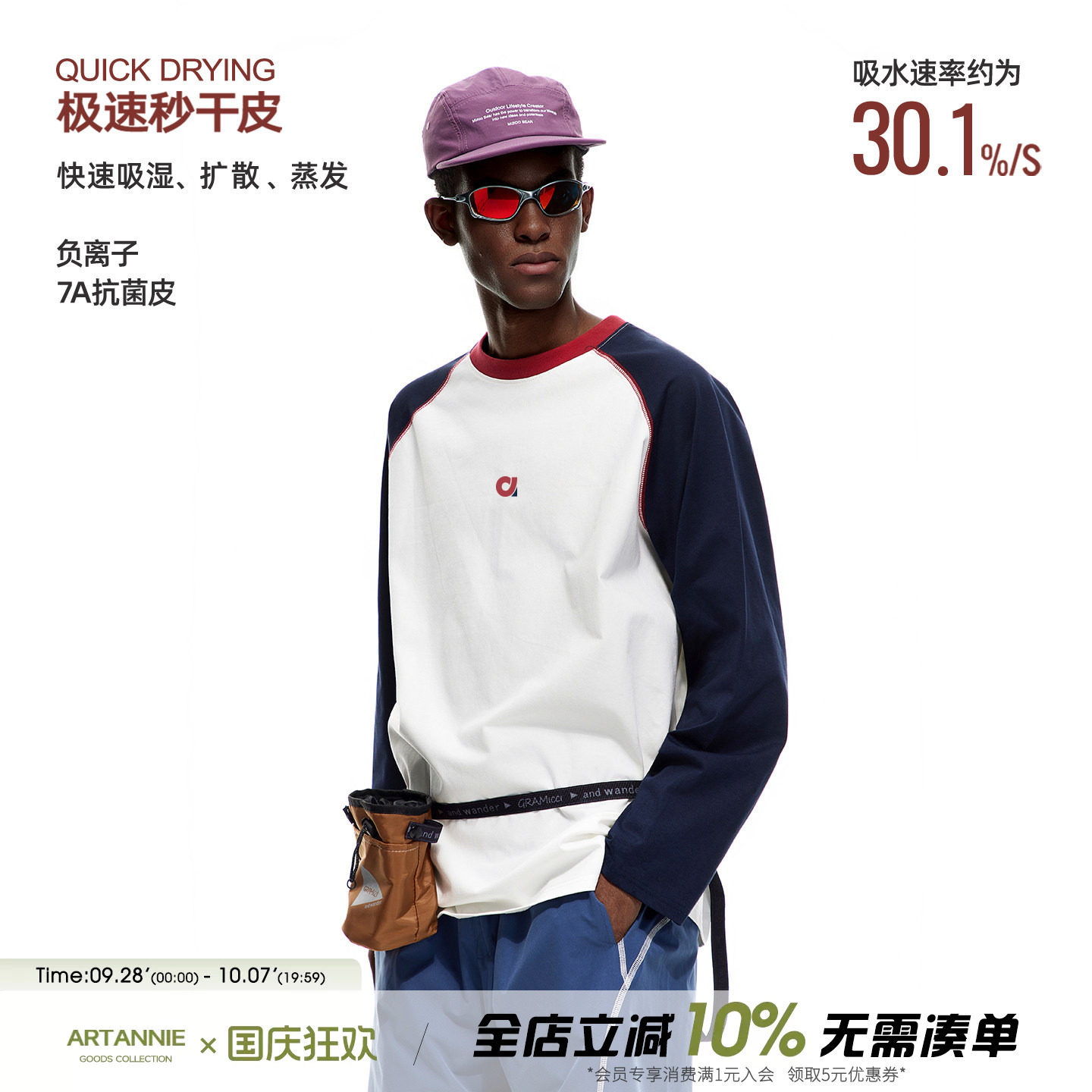 ARTANNIE 户外速干7A抗菌长袖t恤男春秋季新款索罗娜情侣运动上衣图片