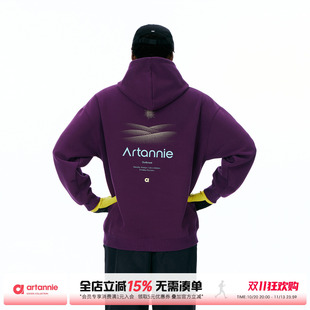 ARTANNIE 美式宽松套头紫色卫衣男2026秋季新款情侣连帽印花外套