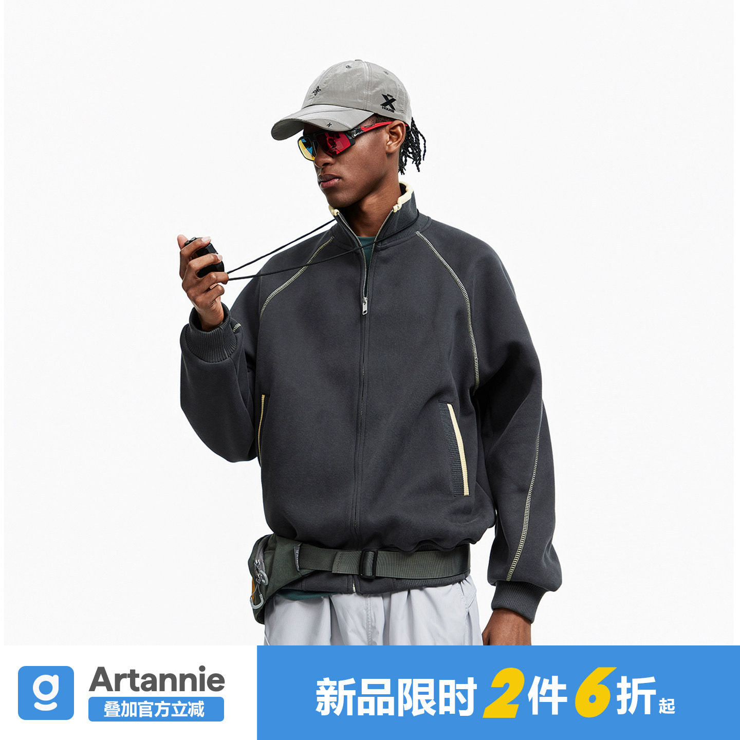 ARTANNIE美式开衫卫衣男春秋季新款休闲运动外套哈苏线情侣上衣服