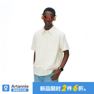 宽松透气棉麻短袖 通勤休闲情侣半袖 衬衫 美式 衬衣 男款 ARTANNIE夏季