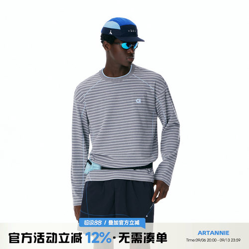 ARTANNIE 户外撞色哈苏线条纹长袖t恤男2026秋季新款美式情侣上衣