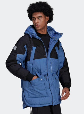 阿迪达斯三叶草男子冬季户外运动保暖透气连帽羽绒服外套 HL6745
