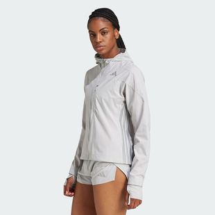 阿迪达斯ADIZERO HE JK W女子跑步运动修身连帽夹克外套 JM7902