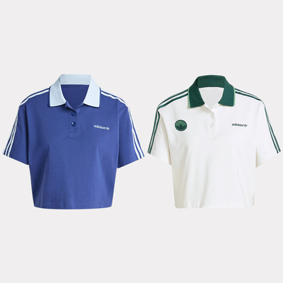 Adidas阿迪达斯CROP POLO女子短款运动短袖POLO衫IX3543 IX3555