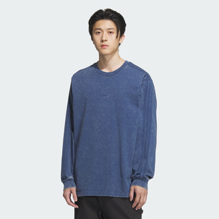 阿迪达斯WASHED LS TEE男子运动宽松长袖圆领T恤 KA6760