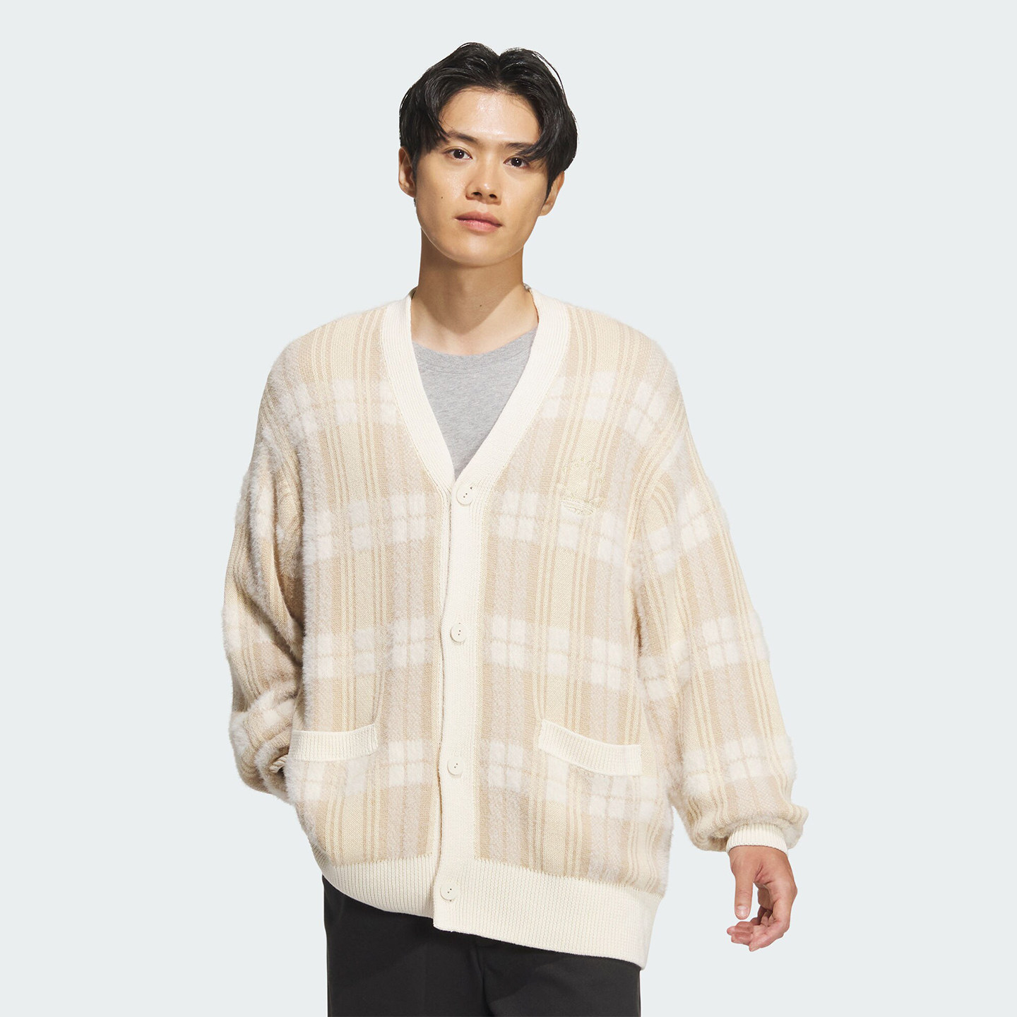 阿迪达斯SPO CARDIGAN男女学院风格纹针织运动开衫外套 JC6846